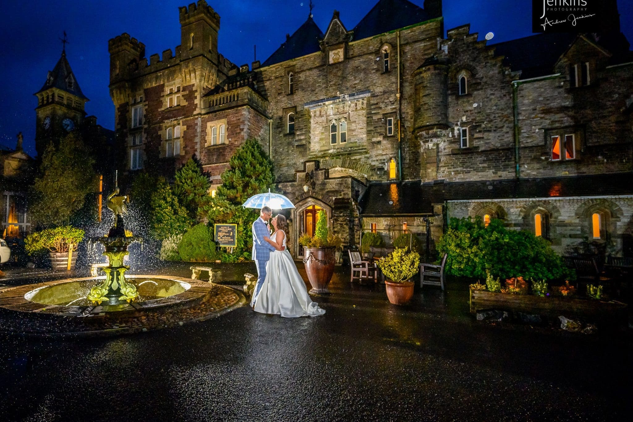 Evening wet photo of bride & Groom