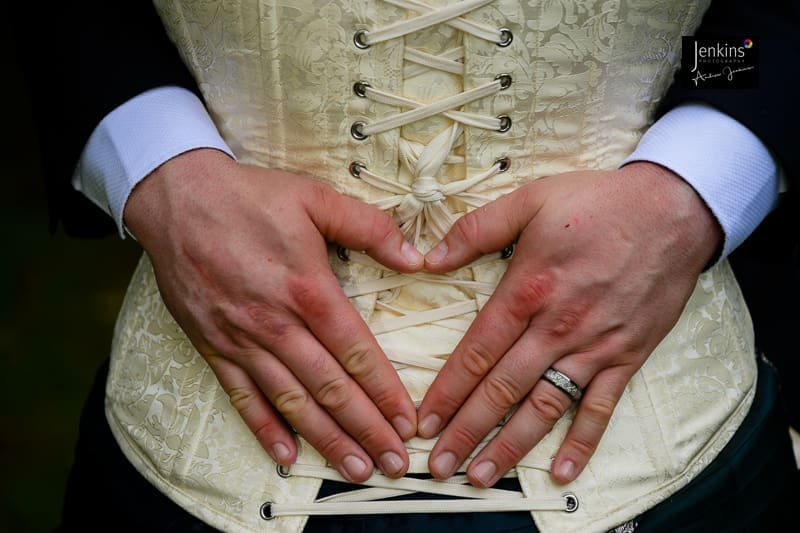 steampunk wedding corset and wedding rings