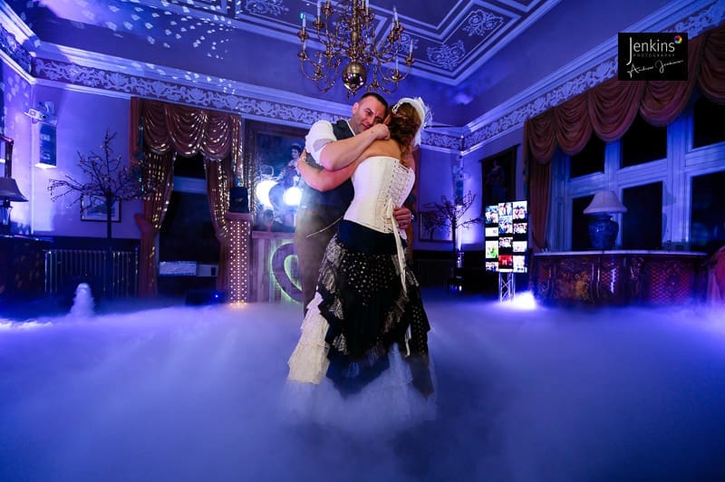 first dance dry ice jenkins photography at craig y nos castle DJ sound & Lighting 